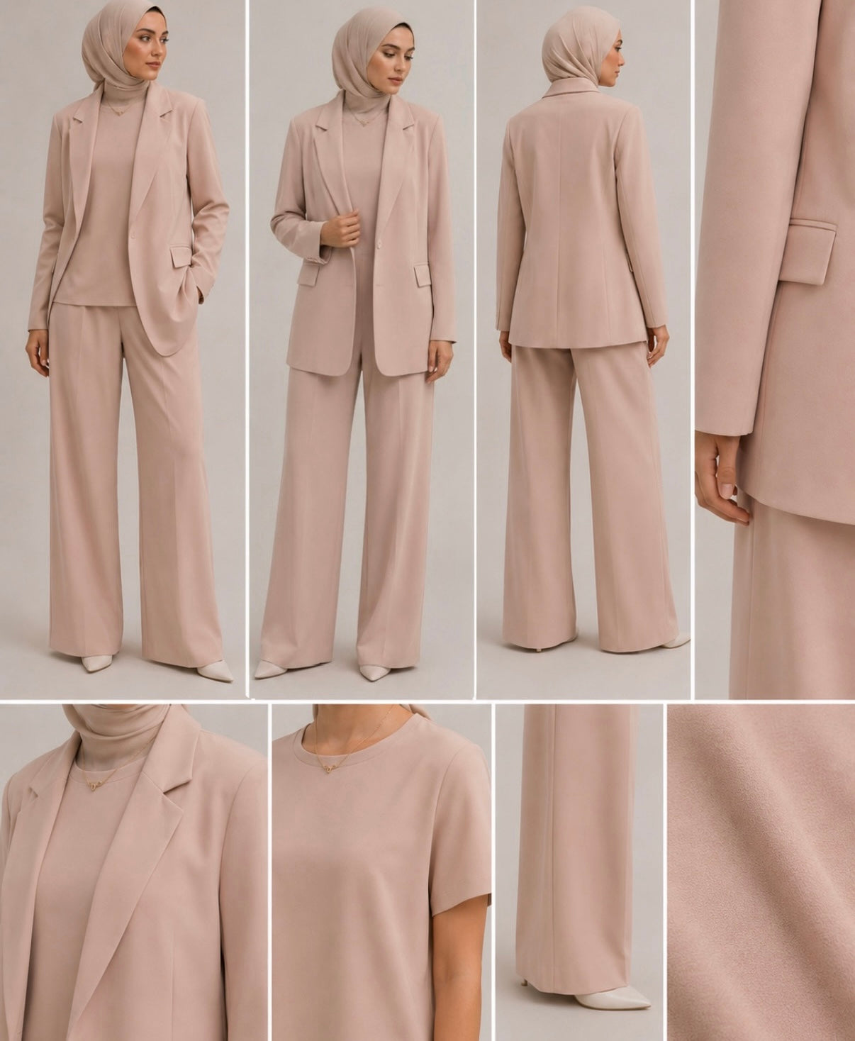 Three-Piece Crepe Suit – Nude Pink