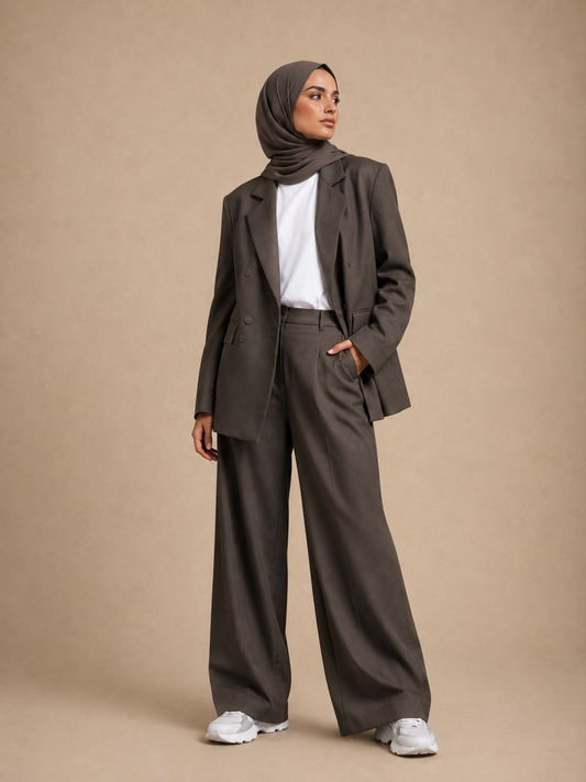 Military Linen-Blend Suit – Graphite Grey