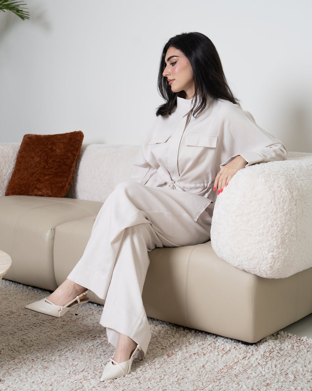 Drawstring Shirt & Pants Set – Ecru
