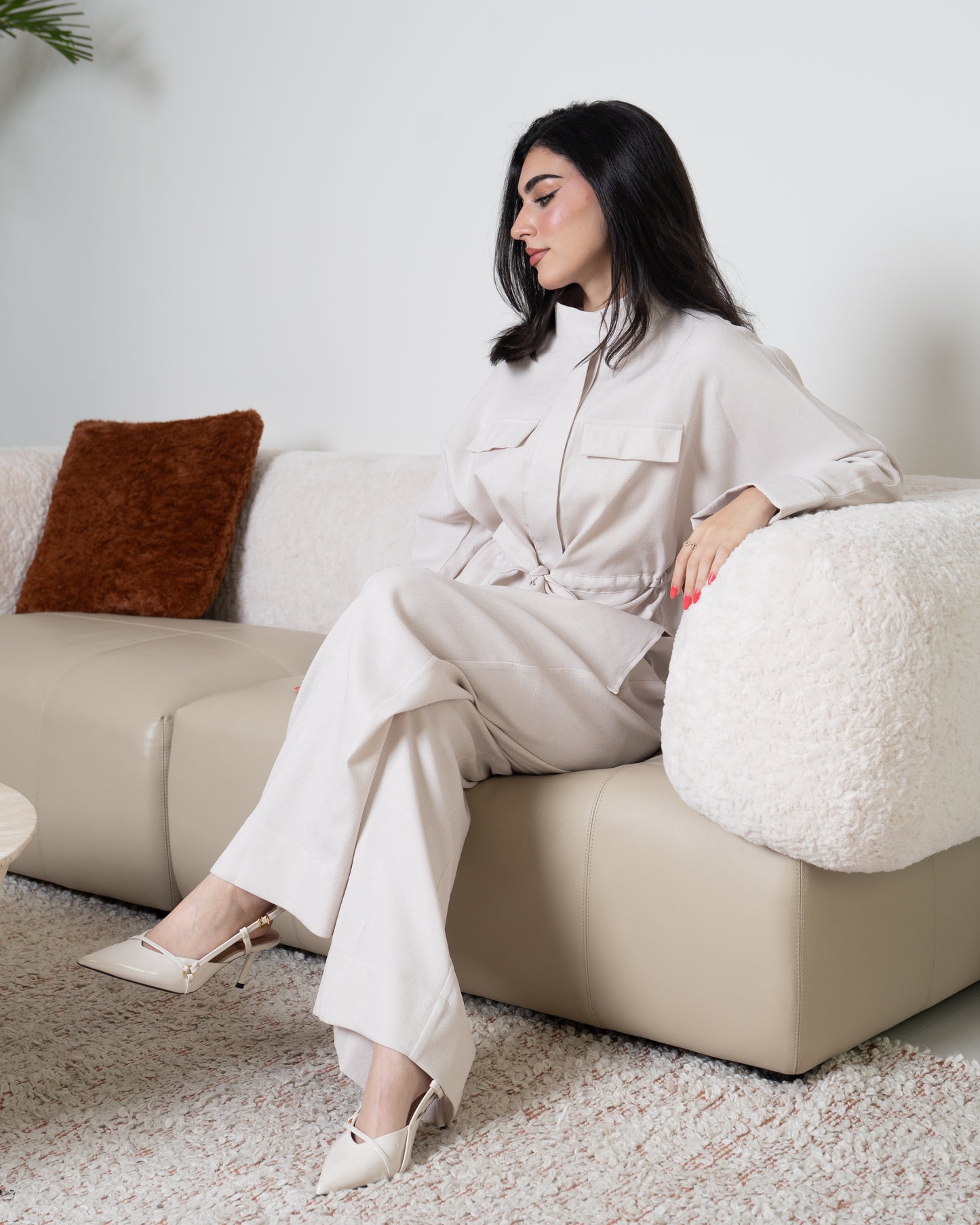 Drawstring Shirt & Pants Set – Ecru