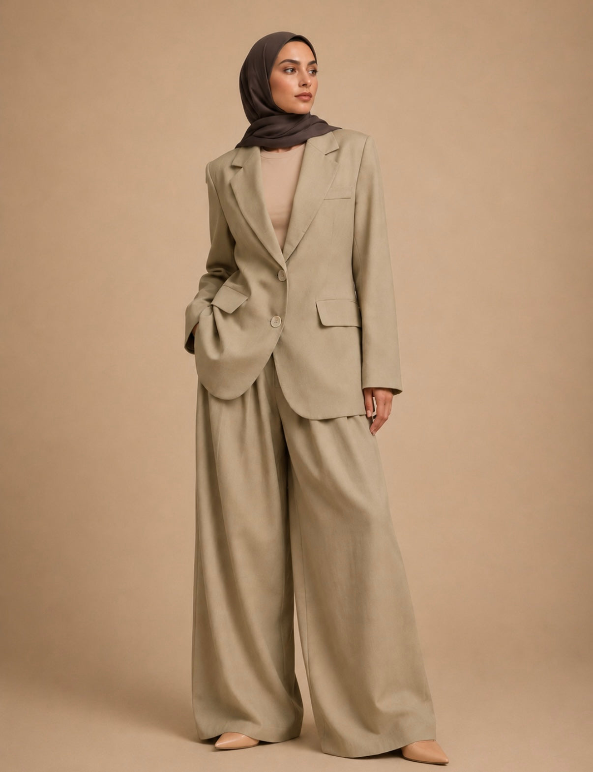Muted pistachio linen set
