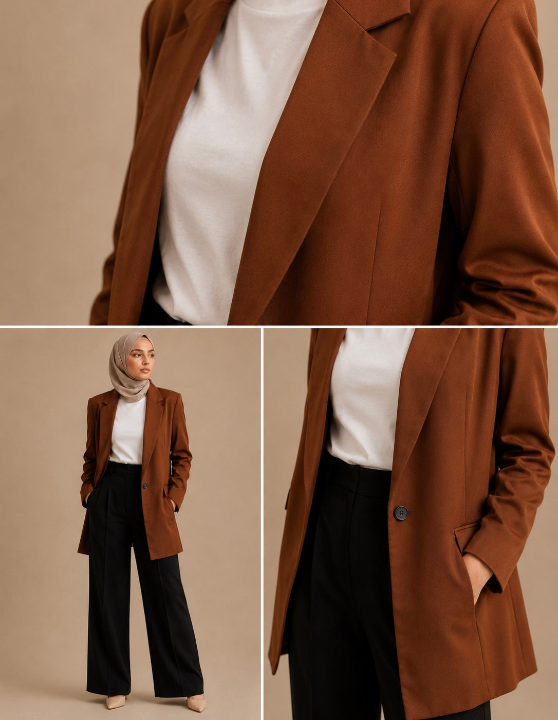 Long length blazer - rusty brown