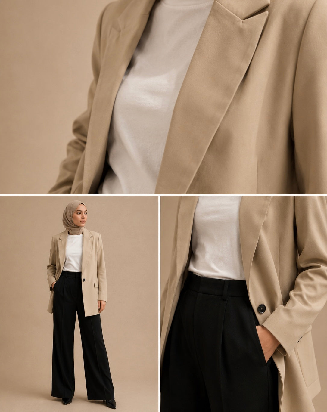 Long length blazer Cream