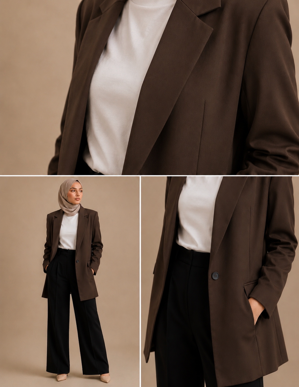 Long length blazer - coffee brown