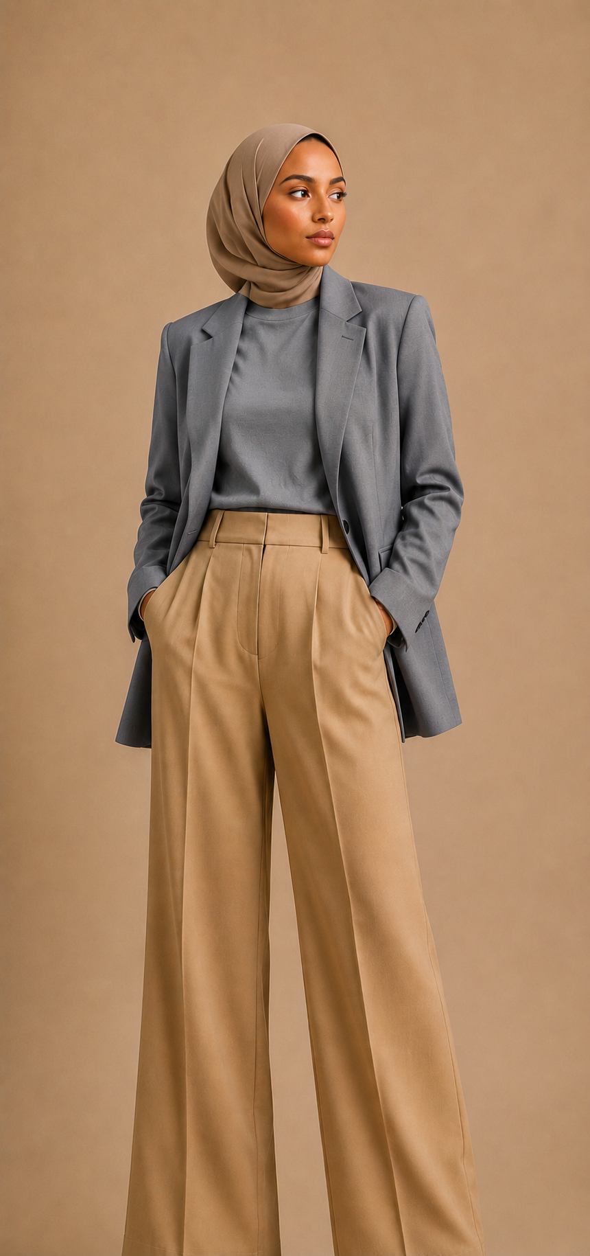 Long Blazer & T-Shirt Set – Elephant Grey