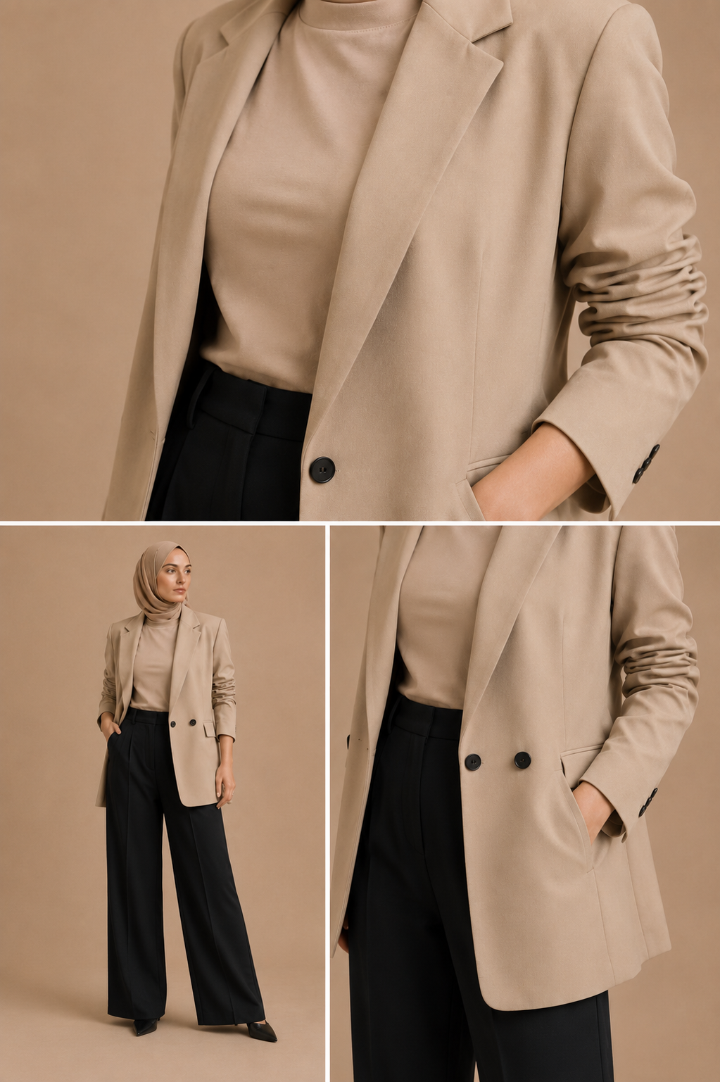 Long blazer and matching top - beige