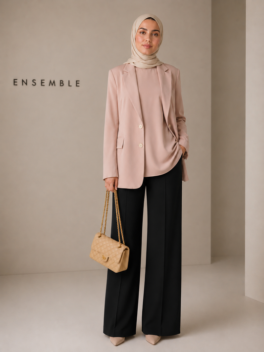 Crepe Blazer and top - nude rose