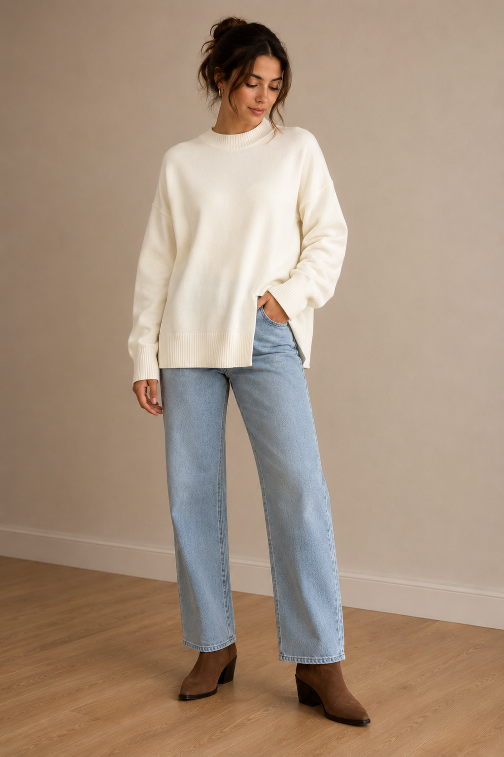 Jumper with front slit
