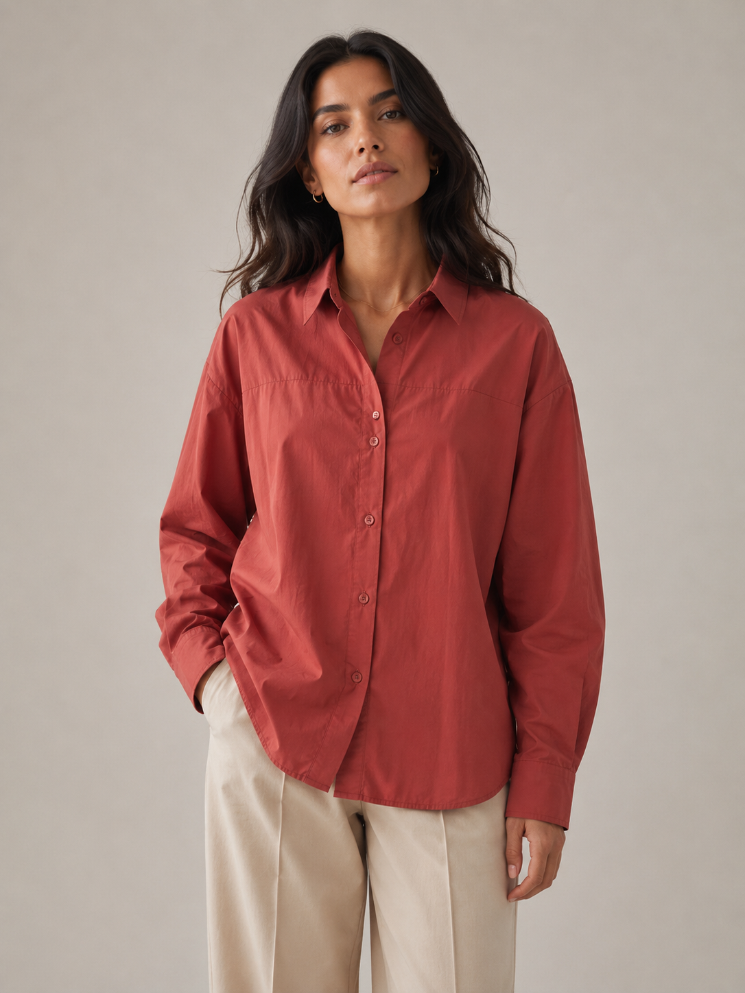Cotton shirt - burnt coral