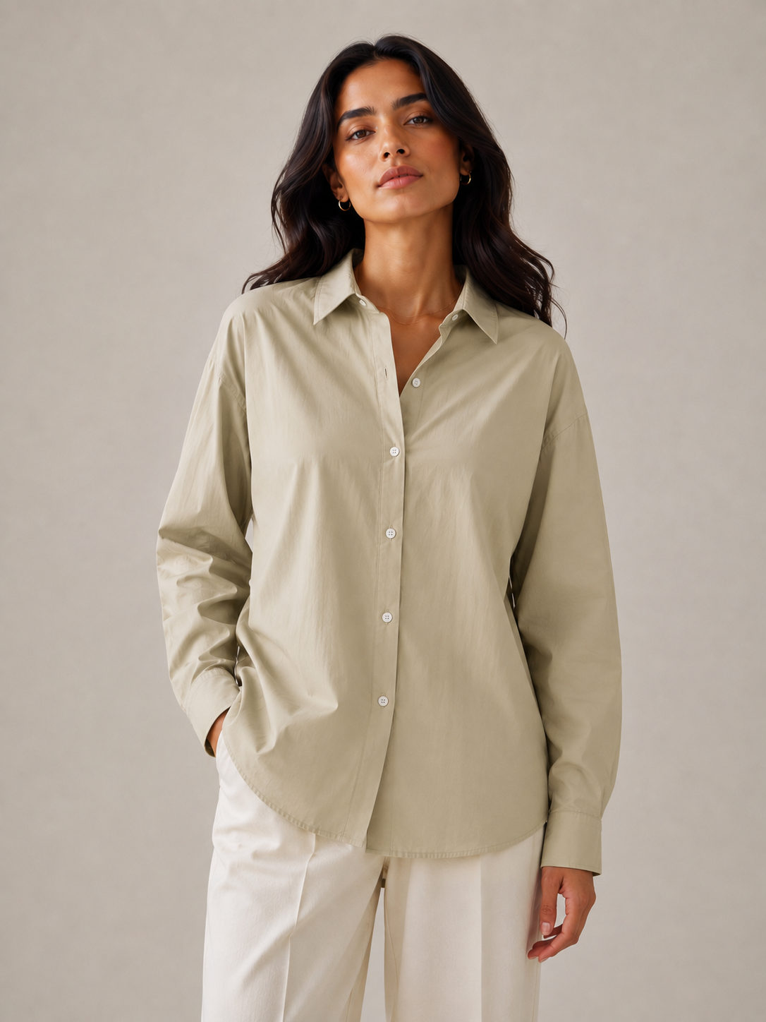 Cotton shirt - pistachio cream