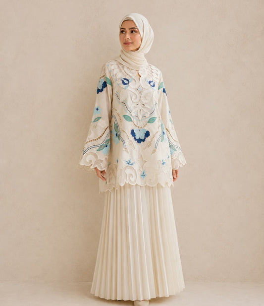 Embroidered Silk Set – Ivory Bloom